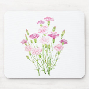 roze anjerbloemen waterverf muismat