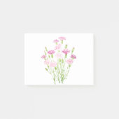 roze anjerbloemen waterverf post-it® notes (Voorkant)