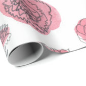 Roze anjerpatroon cadeaupapier (Rol Hoek)