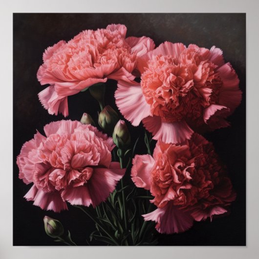 Roze Anjers Bloem Art Print Poster (Voorkant)