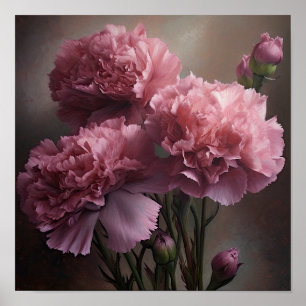 Roze Anjers Bloem Art Print Poster