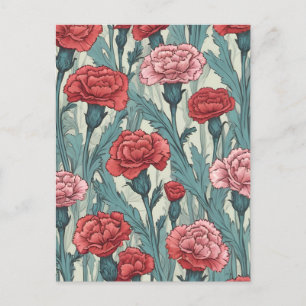Roze anjers bloem illustratie briefkaart