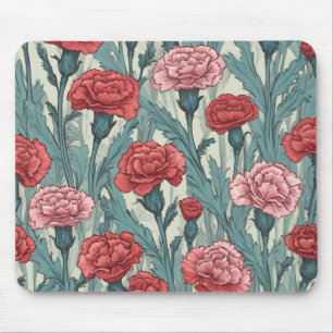 Roze anjers bloem illustratie muismat