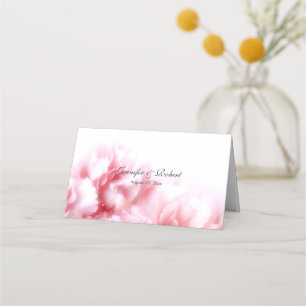 Roze anjers bruiloft gevouwen plaats kaart