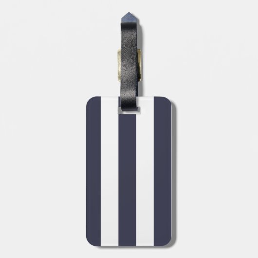 Roze anjers en blauwe strepen Aangepaste naam Bagagelabel (Achterkant verticaal)