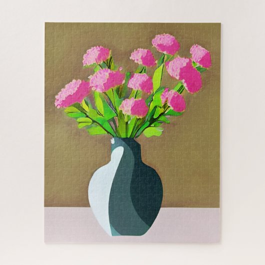 Roze anjers in een vaas Moderne kunst Legpuzzel (Verticaal)