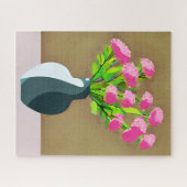 Roze anjers in een vaas Moderne kunst Legpuzzel (Horizontaal)