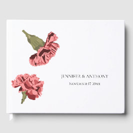 Roze Anjers Luxe Moderne Bloemen Bruiloft Gastenboek