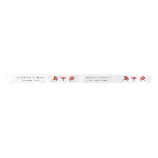 Roze Anjers Luxe Moderne Bloemen Bruiloft Lint (Voorkant)