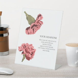 Roze Anjers Luxe Moderne Bloemen Bruiloft Reclamebord Met Voetstuk