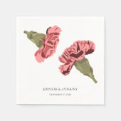 Roze Anjers Luxe Moderne Bloemen Bruiloft Servet (Voorkant)