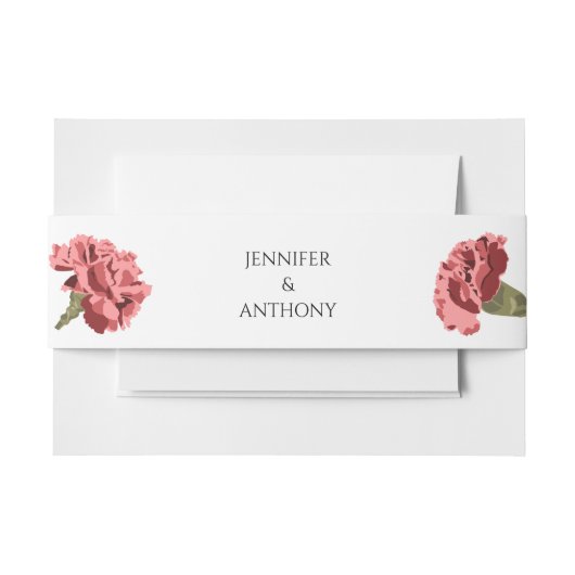 Roze Anjers Luxe Moderne Bloemen Bruiloft Uitnodigingen Wikkel (Voorkant Voorbeeld)