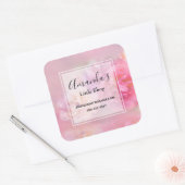  roze anjers met stijlvolle foto's vierkante sticker (Envelop)