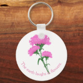 Roze anjers met  tekst sleutelhanger (Voorkant)