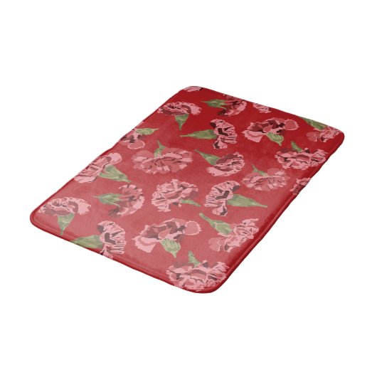  Roze Anjers op Rood Patterned Badmat (Gekanteld)