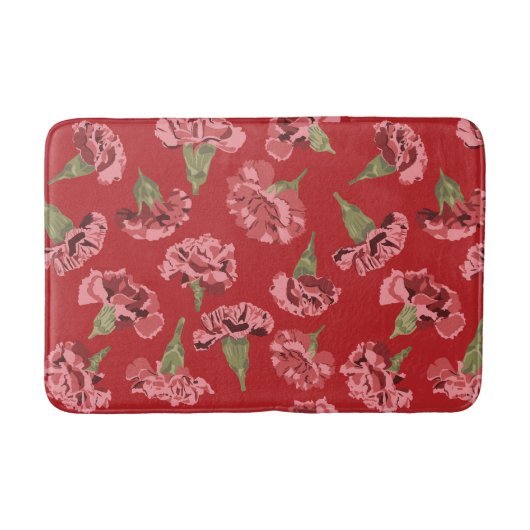 Roze Anjers op Rood Patterned Badmat (Voorkant)