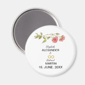 roze anjers waterverf bruiloft magneet (Voorkant / Achterkant)