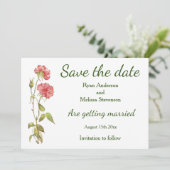 Roze anjers waterverf Flat Save the Date Card (Staand voorkant)