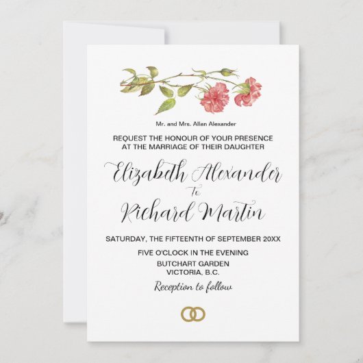 roze anjnynenbruiloft kaart (Voorkant)