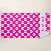 Roze Anker Gepersonaliseerd Strandlaken (Voorkant)