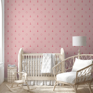 Roze Anker Scheepswiel Nautiluspatroon Behang