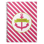 Roze anker & Stripes notebook Notitieboek (Voorkant)