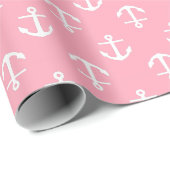 Roze ankerpatroon cadeaupapier (Rol Hoek)