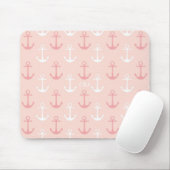 Roze Ankers Patroon Monogram Mousepad Muismat (Met muis)