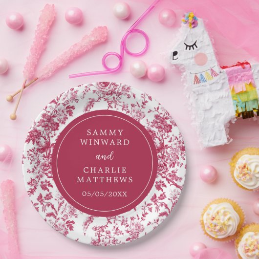 Roze Antiek Chinoiserie bruiloft Papieren Bordje (Feest)