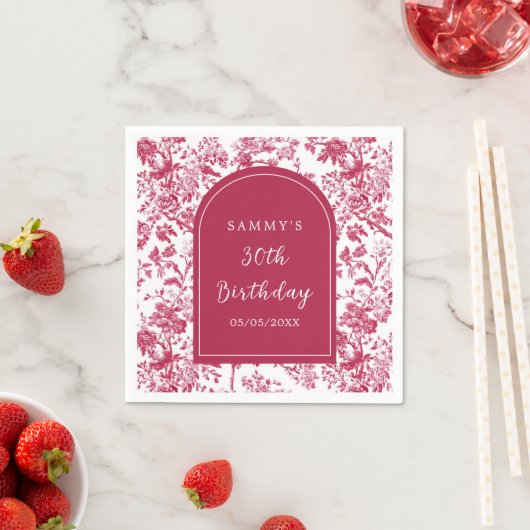 Roze Antiek Chinoiserie Verjaardagsfeest Servet (Insitu)