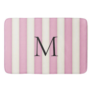 Roze & Antiek Witte Strepen Monogrammed Badmat