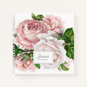 Roze Antieke Bloem College Liniëring Notitieboek