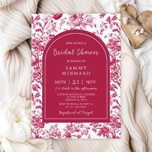 Roze antieke chinoiserie bruidsdouche kaart