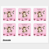ROZE APEN SPELEN VIERKANTE STICKER (Vel)