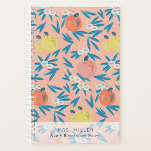 Roze Appel Bloemen Patroon Leraar Planner