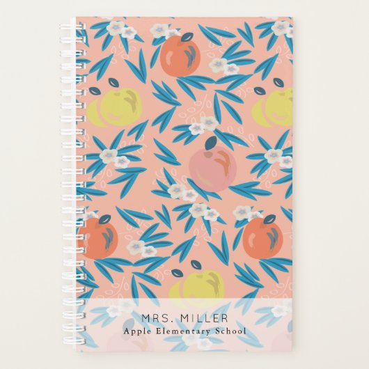 Roze Appel Bloemen Patroon Leraar Planner (Voorkant)