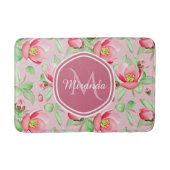 Roze appel bloesem met monogram badmat (Voorkant)