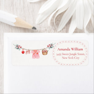 Roze appel waslijn baby shower retouradres etiket