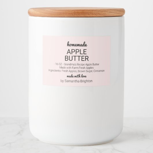 Roze Appelboter Keuken Pantry Food Jar Label Voedselcontainer Etiket (Voorkant)