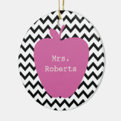 Roze Apple Black Chevron leraar Keramisch Ornament (Links)