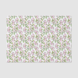 Roze Apple Blossom Floral Pattern on White Tissuepapier