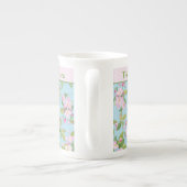 Roze Apple Blossom Pattern en Roze band Porselein Kop (Achterkant)