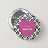 Roze Apple Damask-leraar Ronde Button 5,7 Cm (Voorkant /achterkant)