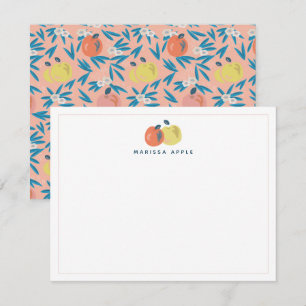 Roze Apple Floral Teacher Stationery Note Kaart Notitiekaartje