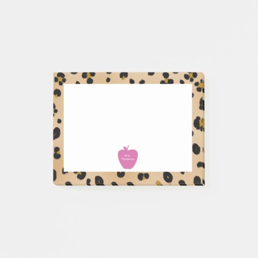 Roze Apple Leopard Print Teacher Post-it® notes (Voorkant)