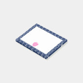Roze Apple Navy Quatrefoil Post-it® Notes (Schuin)