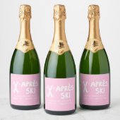 Roze Apres Ski Bachelorette Party Champagne Sparkling Wijnetiket (Flessen)
