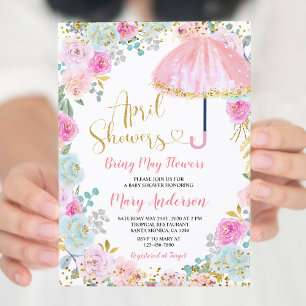 Roze April Showers brengen het Baby shower van de Kaart