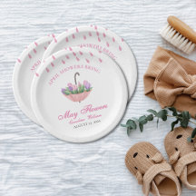 Roze April Showers brengen May Flower Baby shower