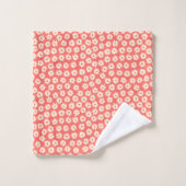 Roze Aqua 70's Retro Bloemen Bad Handdoek (Wasdoekje)